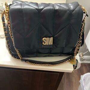Steve Madden Black and Gold Quilted Shoulder Bag